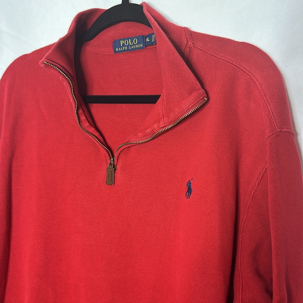 POLO RALPH LAUREN | 90's Vintage RL Men’s 1/4 Zip Cotton Ribbed Pullover Size XL - Picture 2 of 7